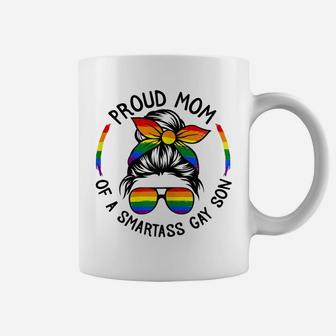 Womens Djez Messy Bun Proud Mom Of A Gay Son Lgbt Mom Coffee Mug | Crazezy