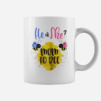 Womens Gender Reveal What Will It Bee Shirt He Or She Mom Coffee Mug | Crazezy