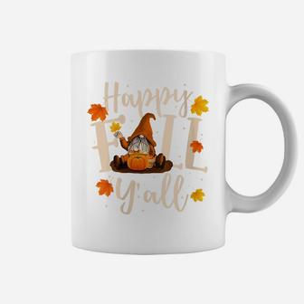 Womens Happy Fall Y'all Cute Gnomes Pumpkin Autumn Tree Fall Leaves Coffee Mug | Crazezy CA