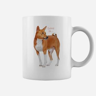Womens Love Is Basenji Shirt Dog Mom Dad Puppy Cute Pet Valentines Coffee Mug | Crazezy