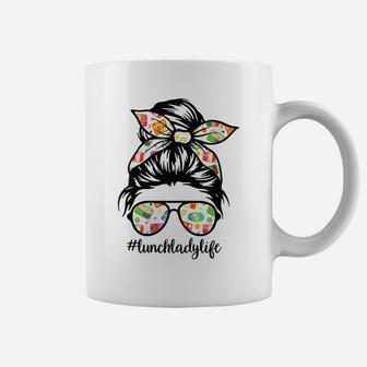 Womens Lunch Lady Messy Hair Woman Bun Lunch Lady Life Mother's Day Coffee Mug | Crazezy UK