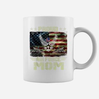 Womens Proud Air Force Mom Military Veteran Pride Us Flag Coffee Mug | Crazezy