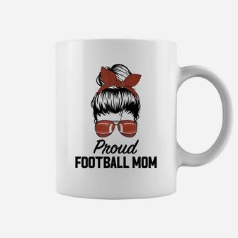 Womens Proud Football Mom Life Messy Bun Coffee Mug | Crazezy