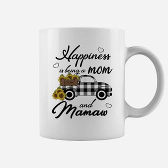 Womens Sunflower Grandma Shirt Happiness Is Being A Mom And Mamaw Coffee Mug | Crazezy CA