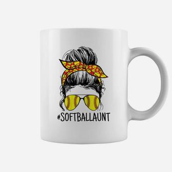 Womens Womens Softball, Sport Aunt, Proud Aunt, Softball Glasses Coffee Mug | Crazezy AU