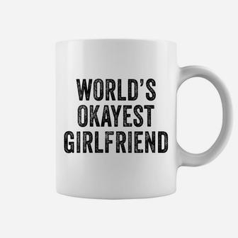 Womens World's Okayest Girlfriend Funny Anniversary Vintage Retro Coffee Mug | Crazezy UK