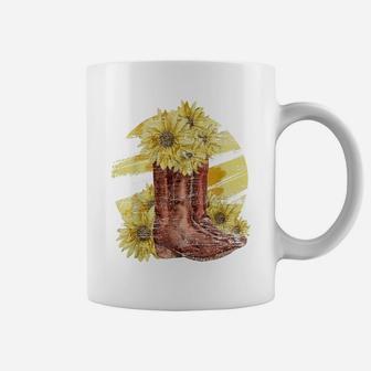 Yellow Flower Cowboy Boots Florist Sunshine Sunflower Coffee Mug | Crazezy DE