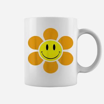 Yellow Funky Flower Smiley Face Hippie 70S Retro Vintage Coffee Mug | Crazezy