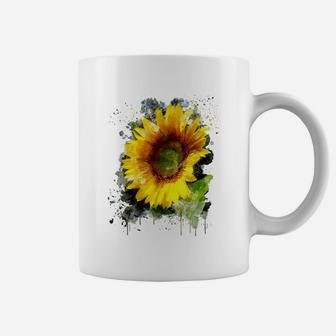 Yellow Watercolor Sunflower Summer Flower Coffee Mug | Crazezy