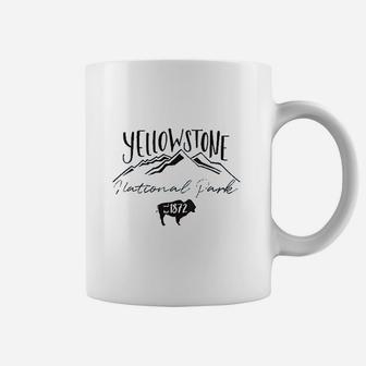 Yellowstone National Park Bison Calligraphy Mountain Coffee Mug - Thegiftio UK
