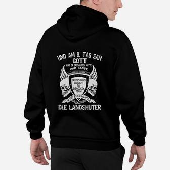 Landshuter Spruch & Totenkopf Schwarzes Herren Hoodie - Seseable