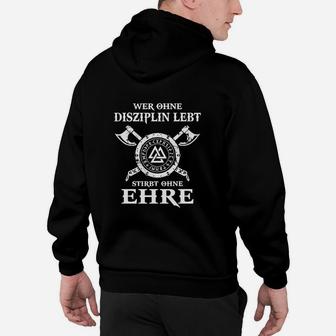 Schwarzes Hoodie mit Motiv Disziplin & Ehre, Motivations-Design - Seseable