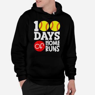 100 Days Of Home Runs School Baseball Softball Boys Girls Hoodie | Crazezy