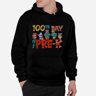 100Th Day Of Pre K Student Kid Gift Happy 100 Days Of School Hoodie | Crazezy