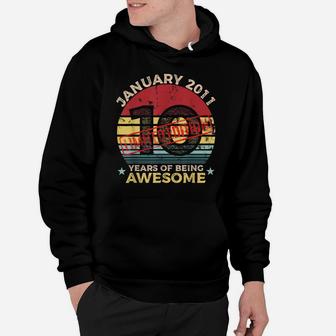 10Th January Birthday 10 Year Old Gift Vintage 2011 Hoodie | Crazezy