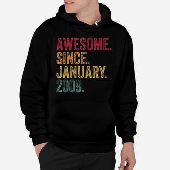 11Th Birthday Gift Awesome Since January 2009 11 Years Old Zip Hoodie Hoodie | Crazezy