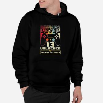 13Th Birthday Gift Boys Level 13 Unlocked Official Teenager Hoodie | Crazezy