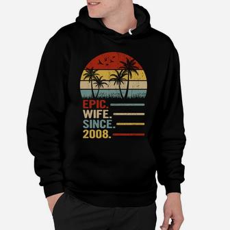 13Th Wedding Anniversary For Her Retro Epic Wife Since 2008 Hoodie | Crazezy