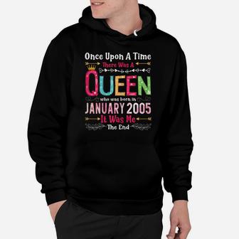 15 Year Old Birthday Girls 15Th Birthday Queen January 2005 Hoodie | Crazezy