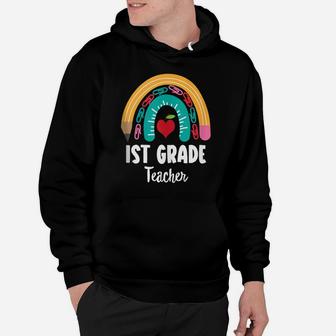 1St Grade Teacher, Funny Boho Rainbow For Teachers Hoodie | Crazezy