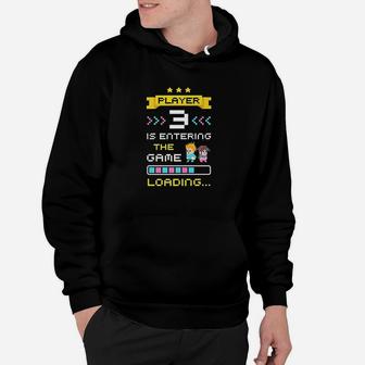 1St Time Dad Mom Gamer Announcement Player 3 Hoodie | Crazezy