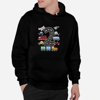2 Years Old Transportation Birthday Car Train Plane 2Nd Gift Hoodie | Crazezy