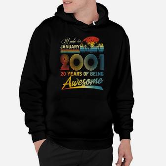 20Th Birthday Gift Vintage Retro January 2001 20 Years Old Hoodie | Crazezy CA