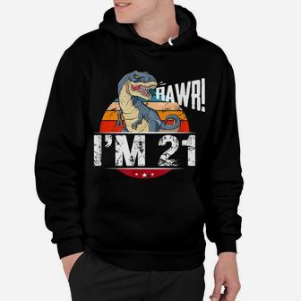 21St Birthday Dinosaur T Shirt 21 Years Old Party Gift Idea Hoodie | Crazezy