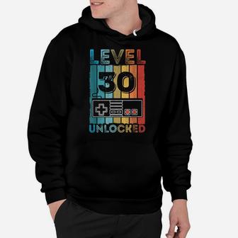 30Th Birthday Gift Boys Mens Level 30 Unlocked Video Game Hoodie | Crazezy DE