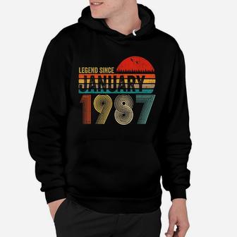 34 Years Old Retro Birthday Gift Legend Since January 1987 Hoodie | Crazezy