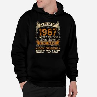 34Th Birthday Gift 34 Years Old Retro Vintage January 1987 Hoodie | Crazezy