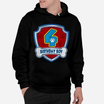 4Th Birthday Boy 4 Years Old Patrol Dogs Paw Lover Kid Hoodie | Crazezy UK