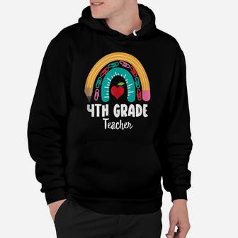 4Th Grade Teacher, Funny Boho Rainbow For Teachers Hoodie | Crazezy DE