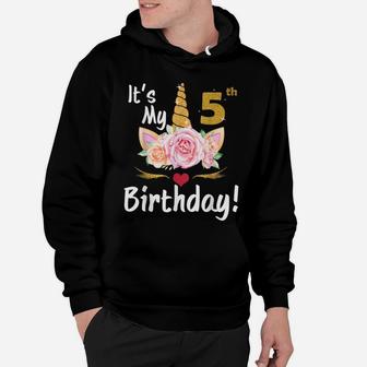 5Th Birthday Girl 5 Years Old Awesome Unicorn Flower Bday Hoodie | Crazezy UK