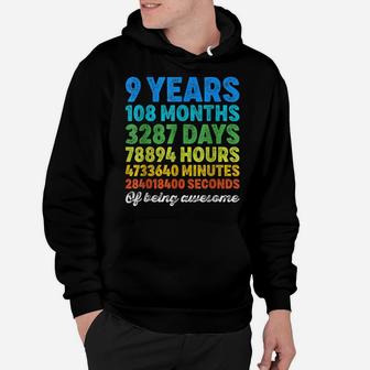 9 Years Old Gifts 9Th Birthday Tee Vintage Retro Countdown Hoodie | Crazezy