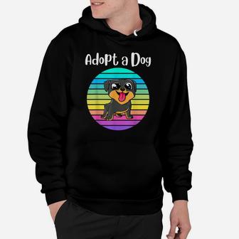 Adopt A Dog Funny Vintage Rainbow Sunset Puppy Pet Rescue Hoodie | Crazezy