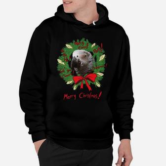 African Grey Parrot Merry Corn Christmas Wreath Hoodie | Crazezy UK