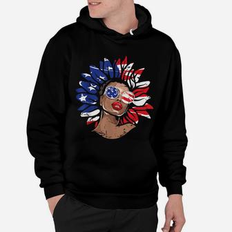 Afro American Women American Flag Flower Hair Sunflower Hoodie | Crazezy