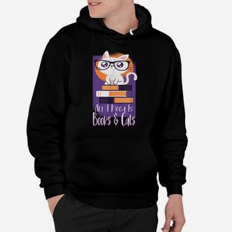 All I Need Is Books And Cats Pastel Cat Art For Book Lovers Hoodie | Crazezy CA