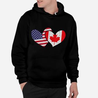 America Usa United States Love Canada Hearts Flags Design Hoodie | Crazezy CA