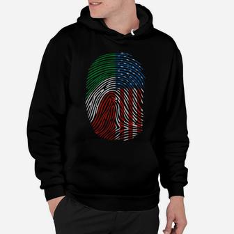 American And Mexican Flag Funny Mexico Us Fingerprint Gift Hoodie | Crazezy