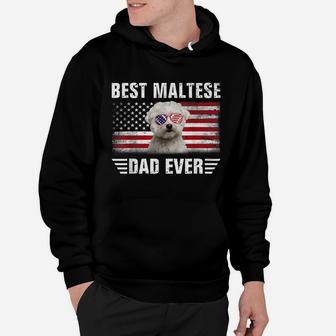 American Flag Best Maltese Dad Ever Tee Dog Dad Hoodie | Crazezy UK