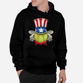 American Flag Softball Uncle Sam 4Th Of July Hoodie - Monsterry