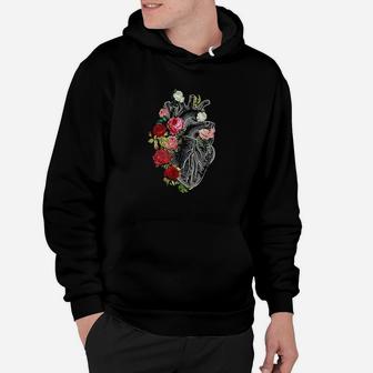 Anatomical Heart And Flowers Flower Anatomical Heart Hoodie | Crazezy