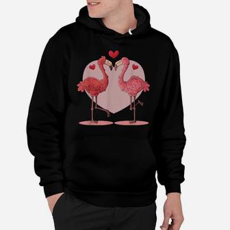Animal Love Valentines Day Cute Flamingo Pink Heart Hoodie - Monsterry