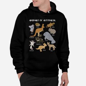 Animals Of Australia Australian Animal Educational Gift Hoodie | Crazezy