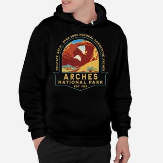 Arches National Park Retro Delicate Arch Hiking Camping Gift Hoodie | Crazezy UK