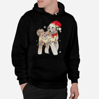 Aussiedoodle Dog Christmas Light Xmas Mom Dad Gifts Sweatshirt Hoodie | Crazezy UK