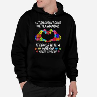 Autism Awareness Doesn't Come With Manual Mom Heart Puzzle Hoodie - Monsterry
