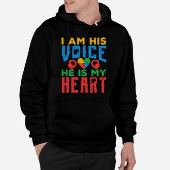 Autism Awareness Grandparents I Am His Voice He Is My Heart Hoodie - Monsterry